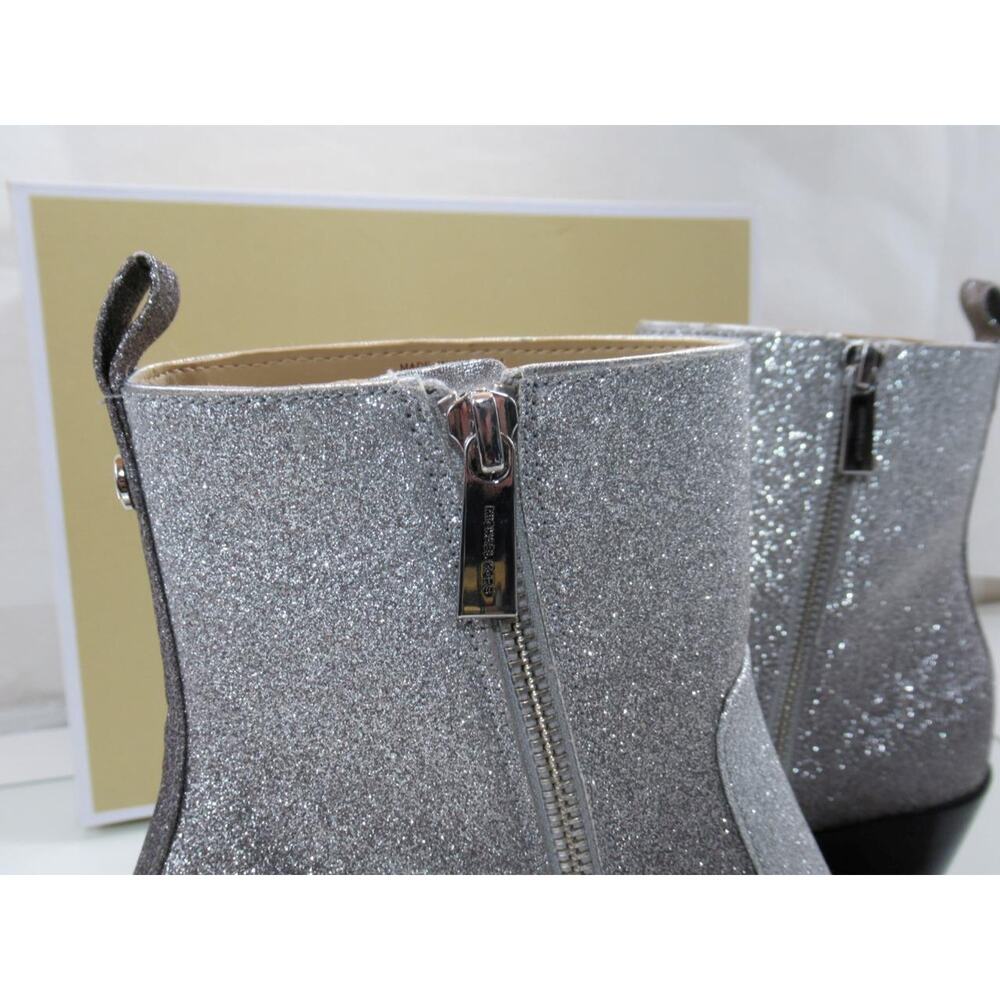 Michael Kors Harlow Bootie Glitter Embellished Boots Silver / Black Size 8 - Picture 7 of 9